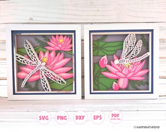 3d Dragonfly shadow box svg bundle, Spring shadow box svg, 3d Flower svg, 3d layered svg, 3d svg, Svg files for Cricut, 3d Mandala svg