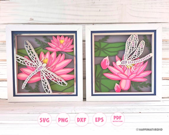 3d Dragonfly shadow box svg bundle, Spring shadow box svg, 3d Flower svg, 3d layered svg, 3d svg, Svg files for Cricut, 3d Mandala svg