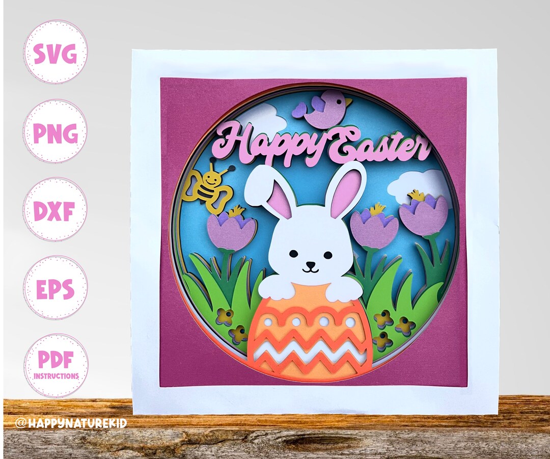 Easter Bunny Shadow Box Svg, Easter Bunny Svg, Happy Easter Svg - Etsy