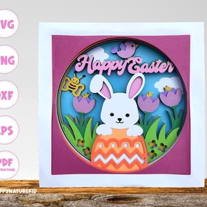 Osterhase Schattenbox svg, Osterhase svg, Frohe Ostern svg