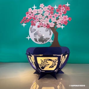 Farol de árbol en flor, archivo SVG de farol, farolero de primavera, farolero de árbol, archivos SVG para Cricut, silueta SVG, Cricut SVG