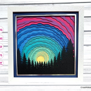 3d Northern Lights shadow box svg, Aurora Borealis shadow box svg, 3d shadow box svg, 3d Layered svg, 3d Mandala svg, Svg files for Cricut