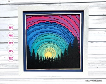 3d Northern Lights shadow box svg, Aurora Borealis shadow box svg, 3d shadow box svg, 3d Layered svg, 3d Mandala svg, Svg files for Cricut