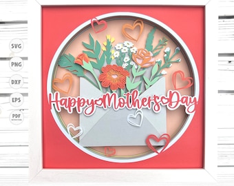 Caja de sombras de flores silvestres del Día de la Madre svg, caja de sombras del Día de la Madre svg, 3d svg, Día de la Madre svg, Proyectos Cricut, silueta svg