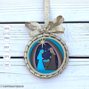 Nativity ornament svg, Nativity ornament, Christmas ornament, Ornament svg, Nativity svg, 3d svg, Layered svg