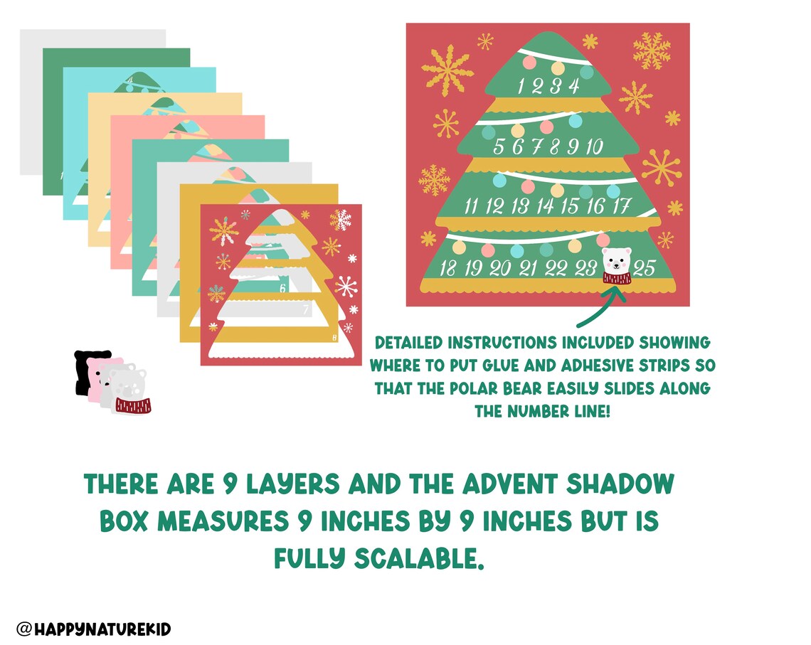 Advent Calendar Shadow Box Svg Shadow Box Svg Christmas Etsy