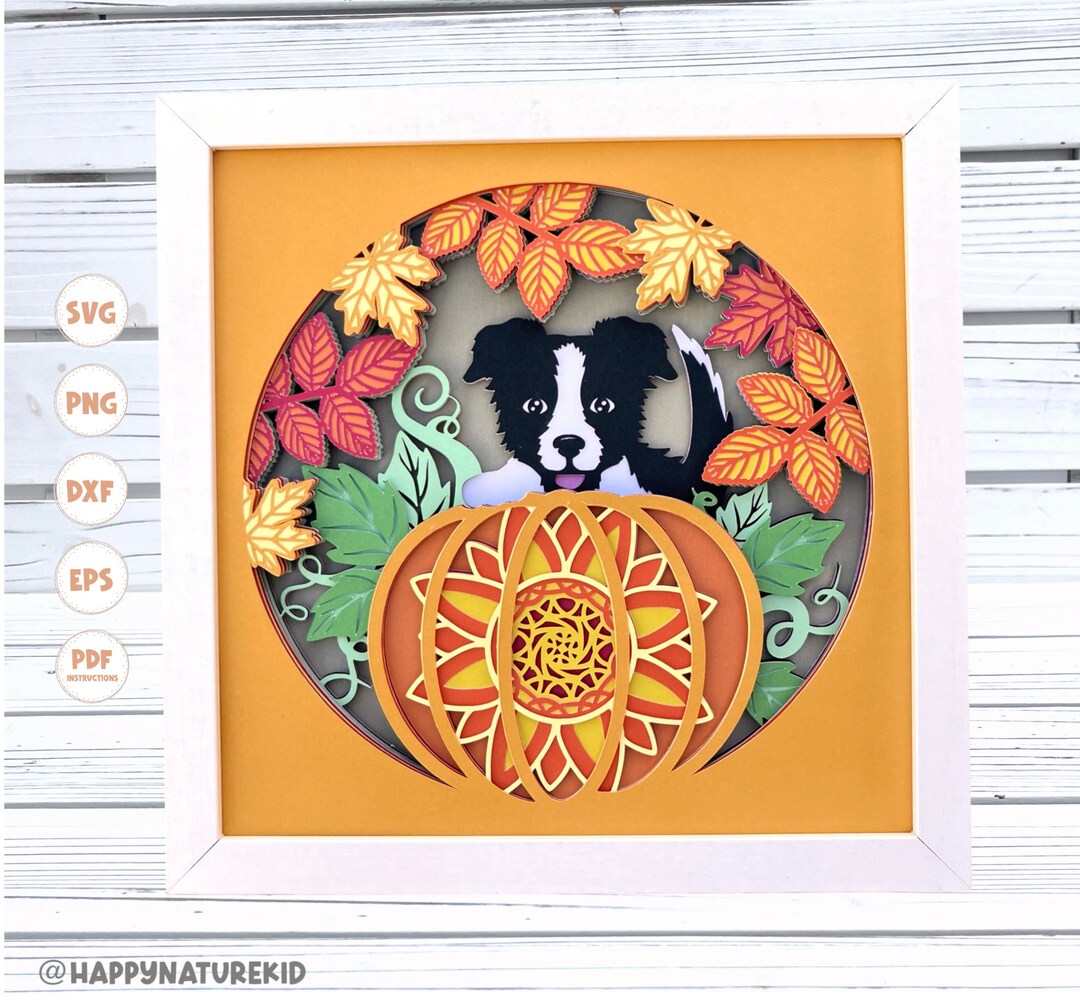 Fall Dog Shadow Box Svg, Shadow Box Svg, Shadow Box, Fall Shadow Box ...