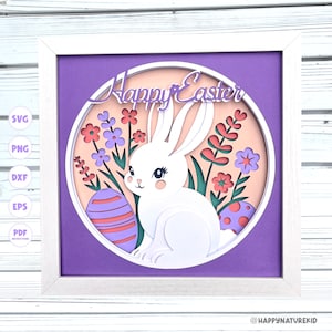 Svg de boîte d'ombre de lapin de Pâques, 3D Pâques svg, svg de lapin 3D, projets pour Cricut, svg en couches 3D, modèle de boîte d'ombre, décoration de Pâques bricolage
