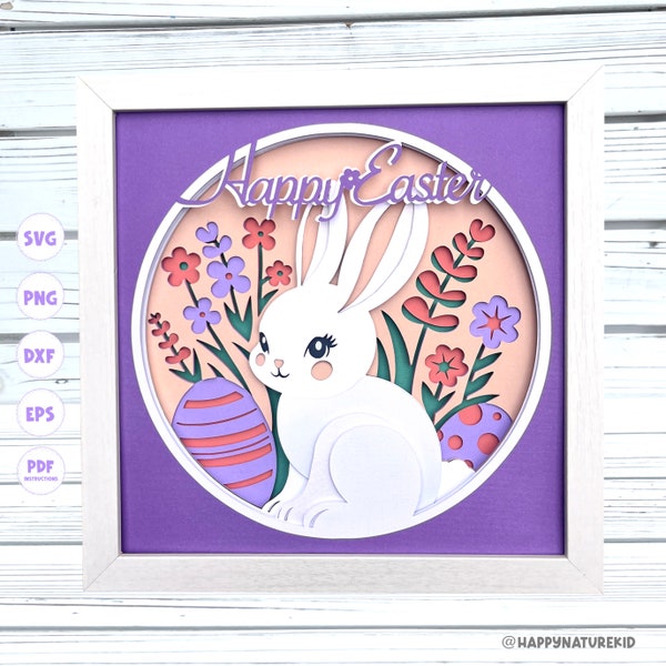 Easter Bunny shadow box svg, 3d Easter svg, 3d Bunny svg, Projects for Cricut, 3d Layered svg, Shadow box template, diy Easter decor