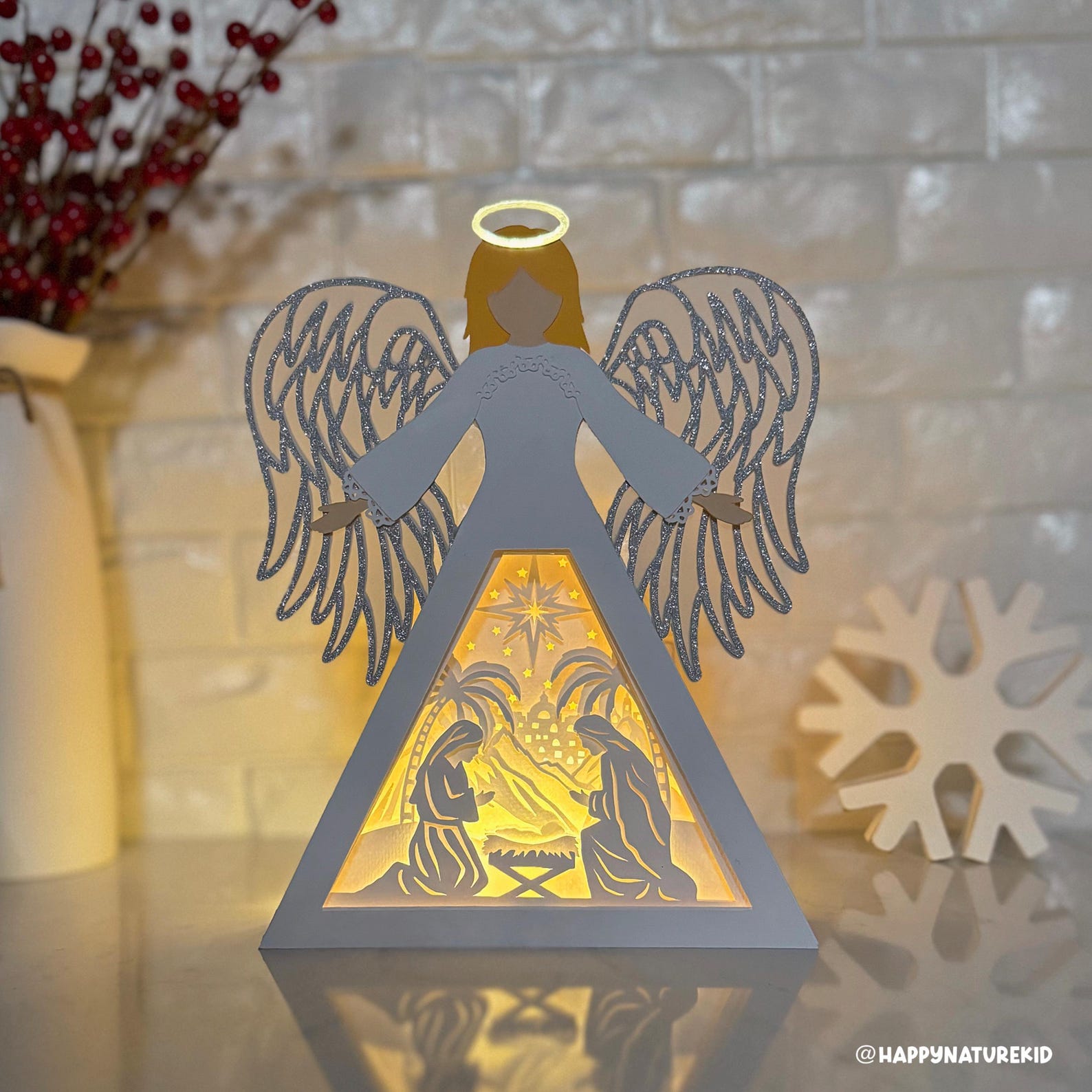 Christmas Angel Shadow Box Svg, Angel Lantern Svg, Nativity Shadow Box ...