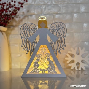 Caja de sombras de ángel de Navidad svg, caja de sombras de ángel de linterna svg, caja de sombras de natividad svg, proyectos de Cricut, archivos svg para Cricut, silueta svg, svg 3d
