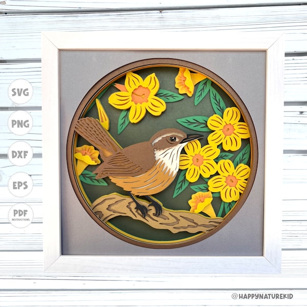 3d Carolina Wren shadow box svg, Bird shadow box svg, Wren svg, 3d Layered svg, Cricut Projects, Svg files for Cricut, 3d svg, Cardstock svg 3d Carolina Wren shadow box svg, Bird shadow box svg, Wren svg, 3d Layered svg, Cricut Projects, Svg files for Cricut, 3d svg, Cardstock svg