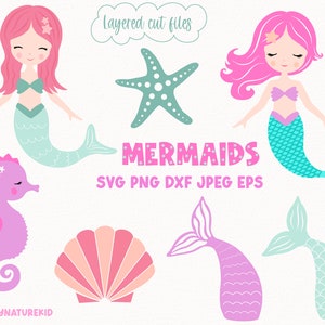 Mermaid svg, Mermaid svg bundle, cricut cut file, Layered svg, Mermaid tail svg