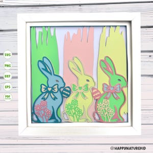 Bunny Watercolor Brushstroke shadow box svg, Easter shadow box svg, Bunny shadow box svg, Cricut svg, Cricut projects, Svg files for Cricut