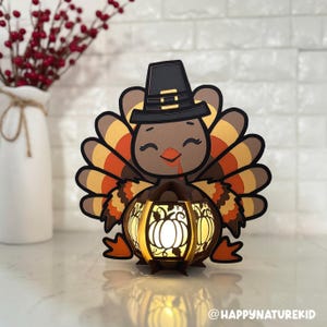 Cute Turkey Lantern svg, Thanksgiving Lantern svg, Thanksgiving light box svg, Cricut projects, silhouette svg, 3d Lantern shadow box