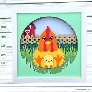 3d Chicken shadow box svg, Farm Shadow box svg, 3d Chicken svg, 3d layered mandala svg, Svg files for Cricut, 3d svg