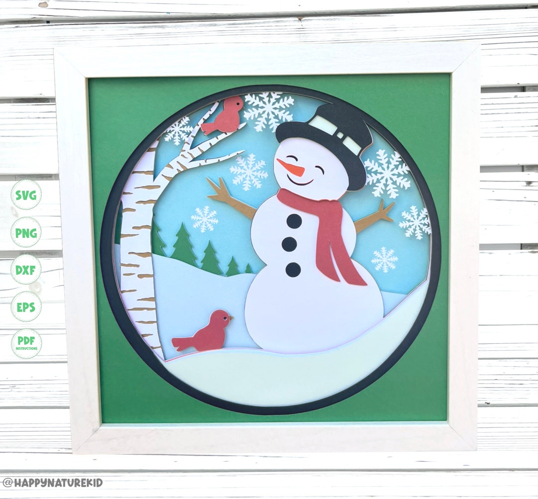 Snowman Shadow Box Svg, Shadow Box Svg, Christmas Shadow Box Svg