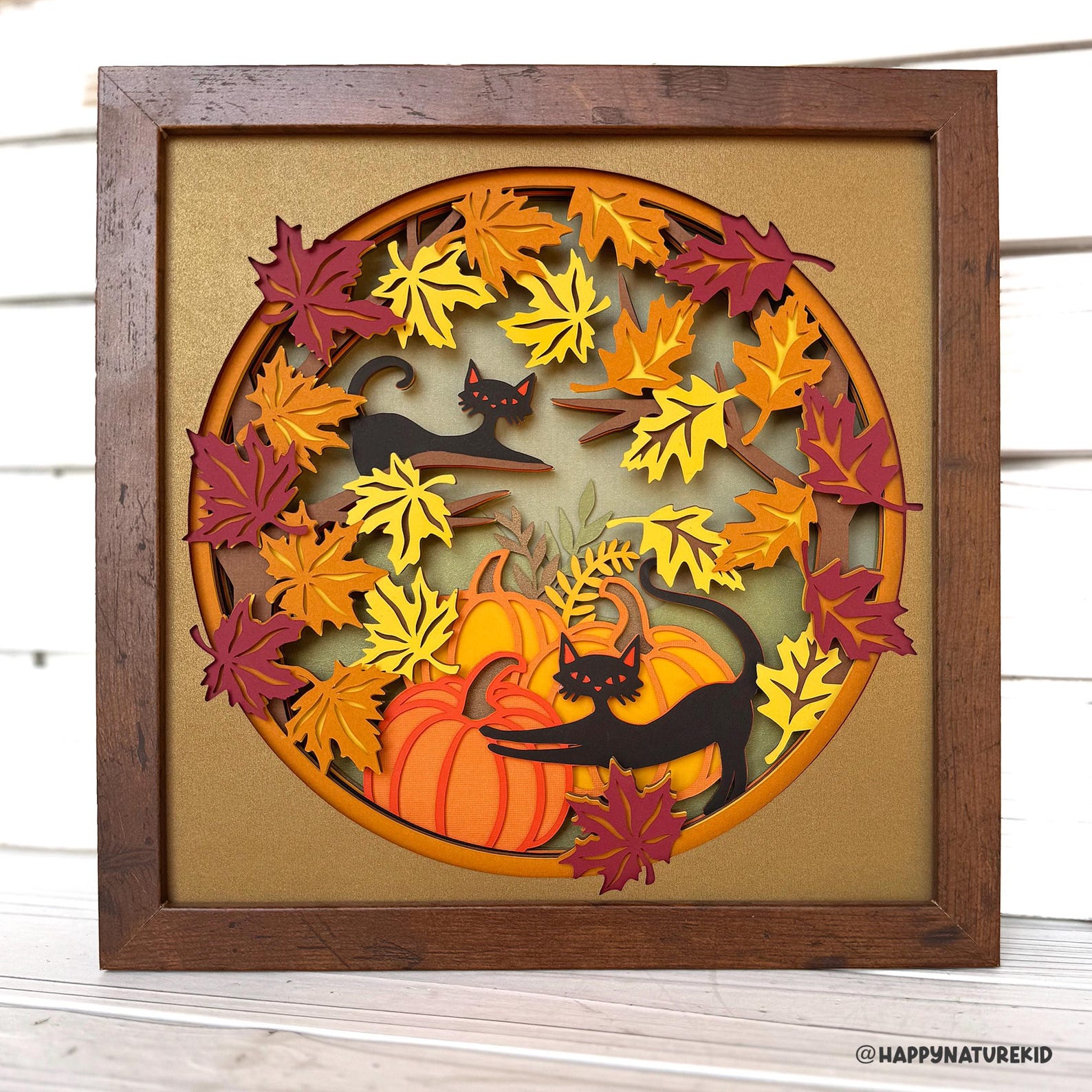 Boho Fall Cat Shadow Box Svg, 3d Fall Shadow Box Svg, Mid Century ...