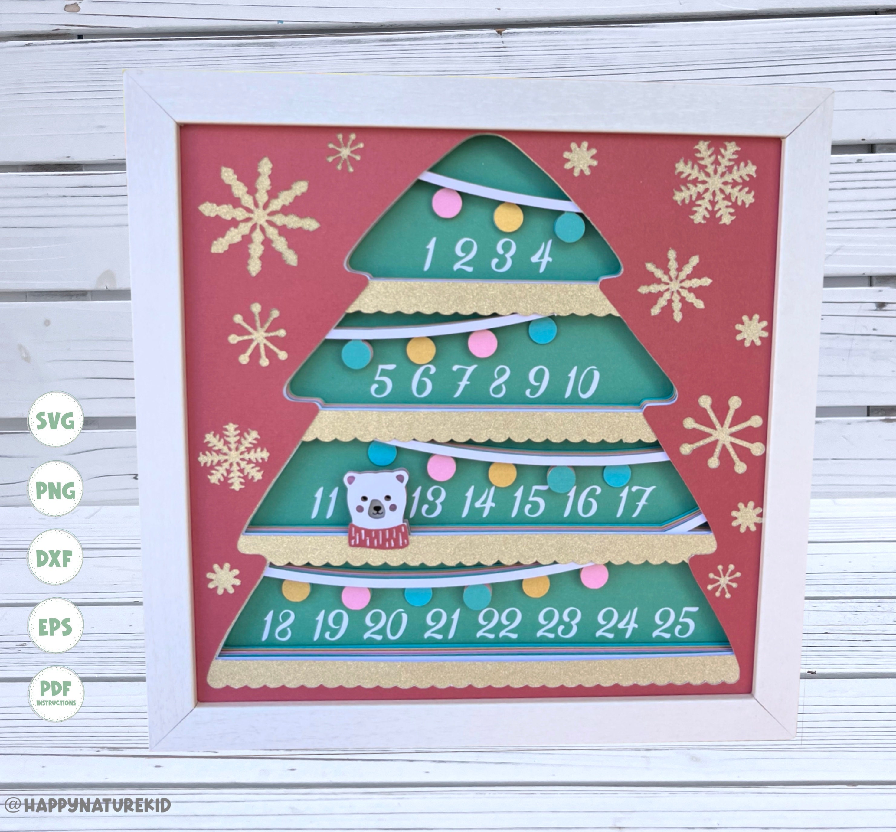 Advent Calendar Shadow Box Svg Shadow Box Svg Christmas Etsy