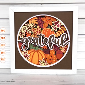 Grateful shadow box svg, 3d Layered svg, Shadow box svg, Shadow box, Thanksgiving svg, 3d svg, Svg files for Cricut
