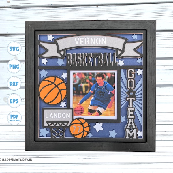 3d personnalisé Basketball shadow box svg, 3d shadow box svg, fichiers svg pour Cricut, 3d Layered svg, Senior Basketball svg, 3d svg