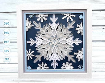Snowflake shadow box svg, Layered svg, shadow box svg, 3d svg, Mandala svg, Svg files for Cricut, Christmas svg, 3d layered svg, svg