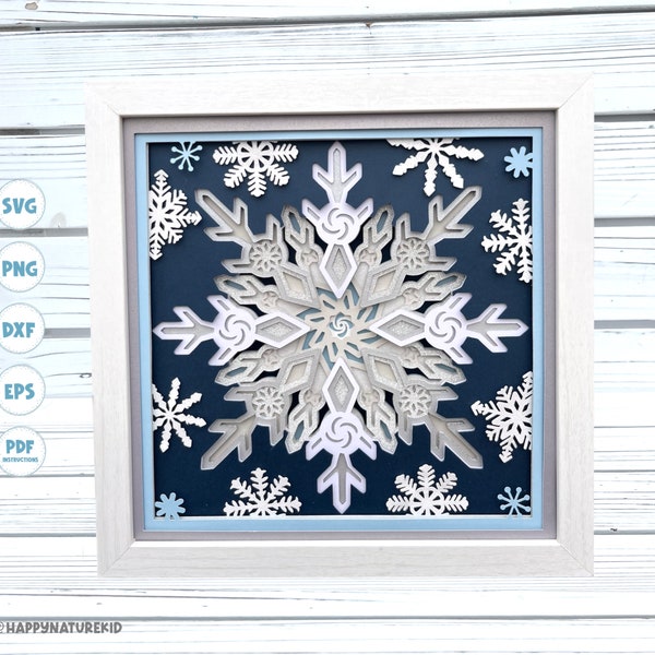 Snowflake shadow box svg, Layered svg, shadow box svg, 3d svg, Mandala svg, Svg files for Cricut, Christmas svg, 3d layered svg, svg