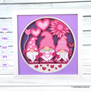 3d Valentine Gnomes shadow box svg 3d svg layered svg shadow box svg Gnome svg Valentine svg Silhouette svg files for Cricut Valentine’s Svg