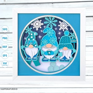 3d Snow Gnomes Shadow Box svg Gnome Shadow box svg 3d Layered svg, 3d svg Card stock svg 3d Mandala svg svg files for Cricut Silhouette svg