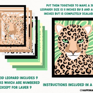 3d Leopard Svg Leopard Shadow Box Svg Shadow Box Svg | Etsy