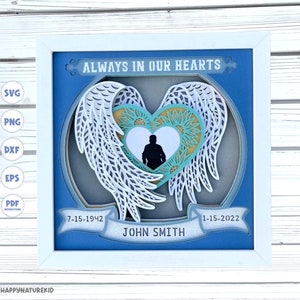 3d Angel Wings Memorial Shadow Box svg Mandala Angel Wings svg Customizable 3d Memorial svg 3d Personalized Memorial Shadow Box svg