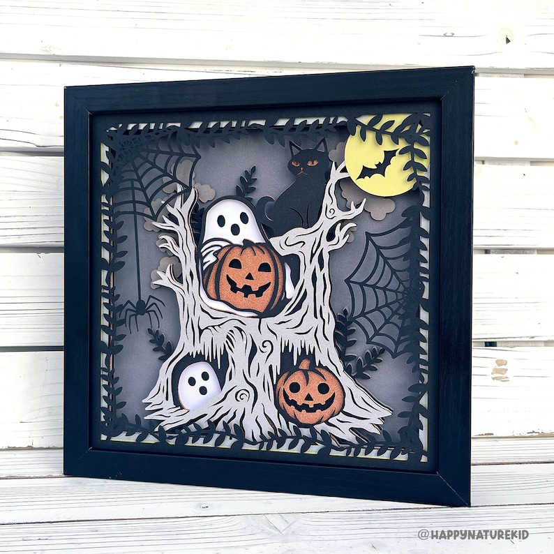 3d Spooky Halloween Forest Shadow Box Svg, Halloween Shadow Box Svg ...
