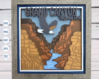 Caja de sombras del Gran Cañón svg, caja de sombras del Parque Nacional svg, svg en capas 3d, archivos Svg para Cricut, svg de silueta, proyectos de Cricut, svg 3d