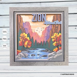 Caja de sombras del Parque Nacional Zion svg, proyectos Cricut, caja de luz, svg en capas 3d, archivos svg para Cricut, silhouette svg, cartulina svg, svg 3d