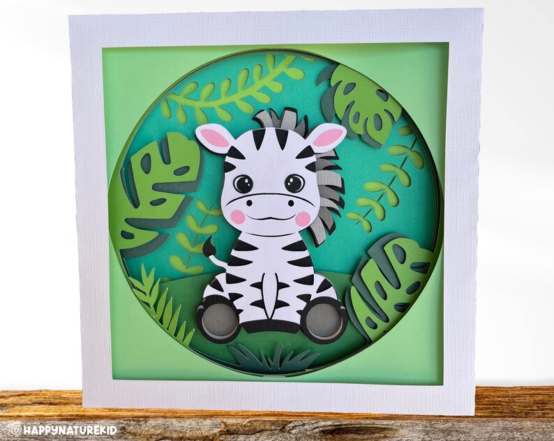 Zebra Jungle Shadow Box SVG Shadow Box SVG Zebra SVG 3d Etsy