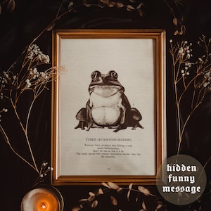 Toad Print: Funny Hidden Message, Vintage Style Art Poster