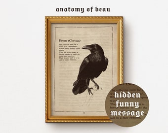 Raven - "Vintage" A4 Print | Includes Funny Hidden Message