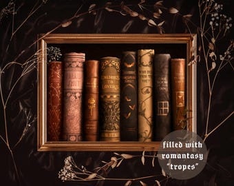 Romantasy Bookshelf - A4 Print | Dark Academia, Cottagecore, Fantasy, Vintage, Witchy Aesthetic, Art Poster