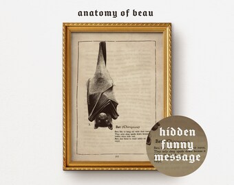 Bat - "Vintage" A4 Print | Includes Funny Hidden Message