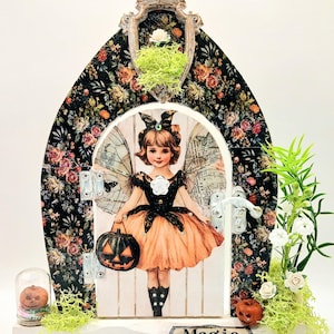 Halloween decoration, witches fairy door, Autumn home decor