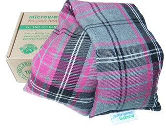 Unscented Microwave wheat bag-UK Made - NON Scented Pink Tartan Cotton Made in Britain