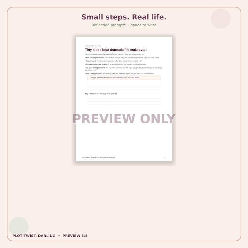 Real-life Reset Workbook for Women, Printable Self-reflection Journal ...