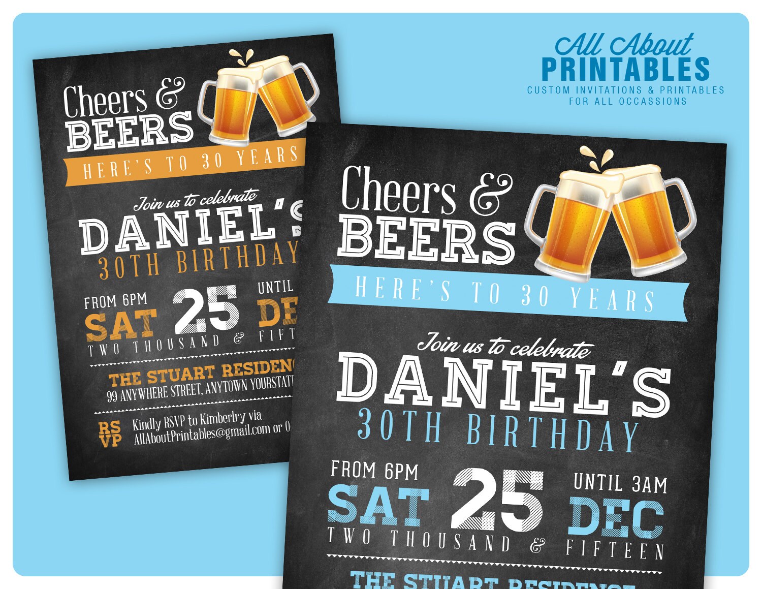 30th Birthday Invitation For Men Cheers Beers Invitation Etsy