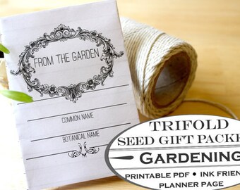 Trifold Seed Packet for Gift Giving - Printable Garden Planner Page for Garden Journals