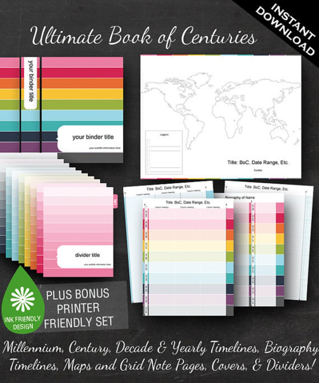 Book of Centuries Printable Editable Charlotte Mason History Notebook ...