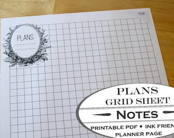 Garden Bed Planner Worksheet and Grid Paper- Printable Garden Planner Page for Garden Journals