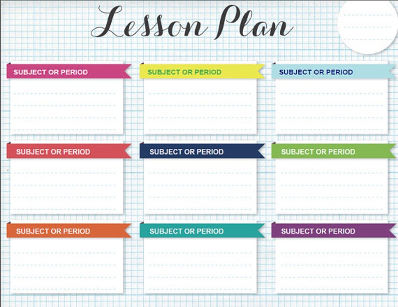 Lesson Plan - Printable Editable Lesson Plan Instant Download - Lesson ...