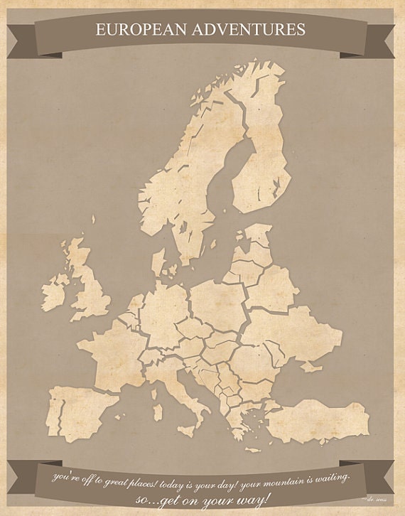 European Travel Maps Printable Europe Travel Map Instant - Etsy