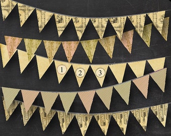 Editable Alice in Wonderland Bunting - Printable Tea Party Drink Me Alice Illustrations Parchment Ornate and Stripes Banner Instant Download