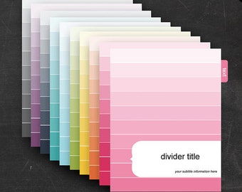 Binder Dividers - Printable Editable Rainbow Ombre Theme Instant Download - Home Organization Business Organization Classroom Homeschool